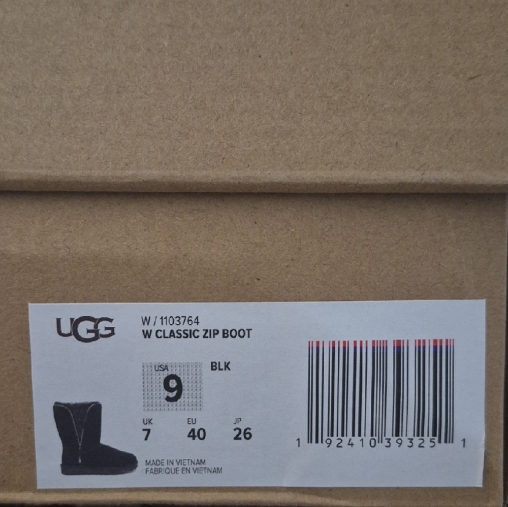 UGG Black Classic Sequin Zip Booties Sz 9 - Picture 7 of 7